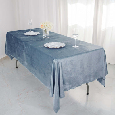 Premium Velvet Rectangle Tablecloth 60"x102" Dusty Blue - Soft Textured Feel Reusable Table Cover