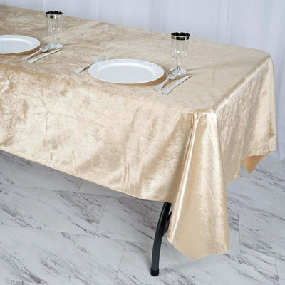 Premium Velvet Rectangle Tablecloth 60"x102" Champagne - Soft Textured Feel Reusable Table Cover