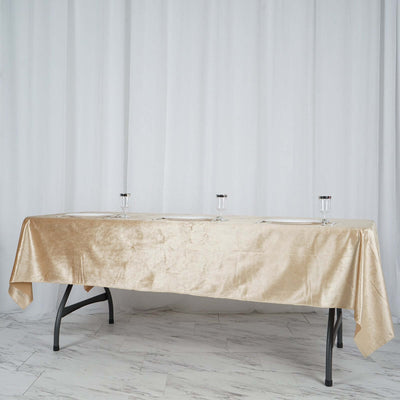 Premium Velvet Rectangle Tablecloth 60"x102" Champagne - Soft Textured Feel Reusable Table Cover