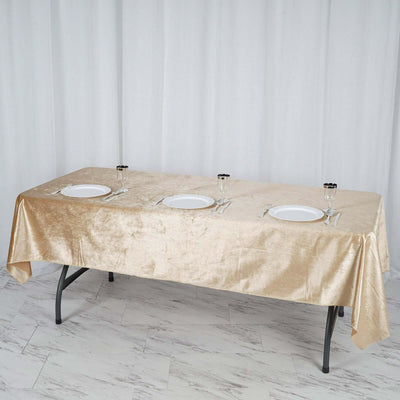 Premium Velvet Rectangle Tablecloth 60"x102" Champagne - Soft Textured Feel Reusable Table Cover
