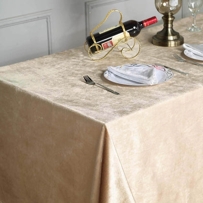 Premium Velvet Rectangle Tablecloth 90"x132" Champagne - Soft Textured Feel Reusable Seamless Table Cover