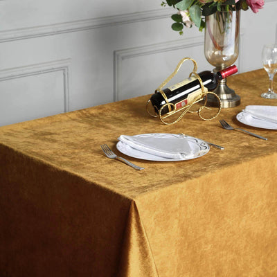 Premium Velvet Rectangle Tablecloth 90"x132" Gold - Soft Textured Feel Luxe Reusable Seamless Table Cover