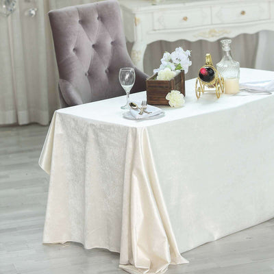 Premium Velvet Rectangle Tablecloth 90"x132" Ivory - Soft Textured Feel Reusable Seamless Table Cover