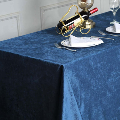 Premium Velvet Rectangle Tablecloth 90"x132" Navy Blue - Soft Textured Feel Reusable Seamless Table Cover