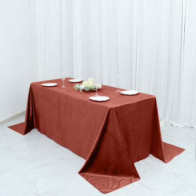 Premium Velvet Rectangle Tablecloth 90"x132" Terracotta (Rust) - Soft Textured Feel Reusable Seamless Table Cover