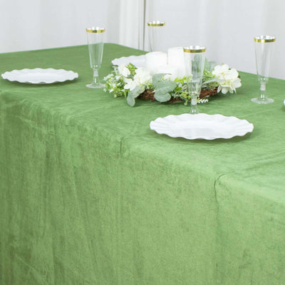 Premium Velvet Rectangle Tablecloth 90"x132" Olive Green - Soft Textured Feel Reusable Seamless Table Cover