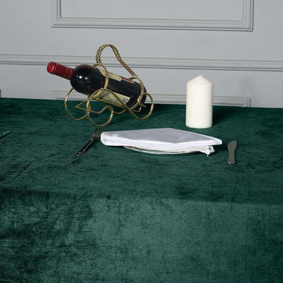 Premium Velvet Rectangle Tablecloth 90"x156" Hunter Emerald Green - Soft Textured Feel Reusable Seamless Table Cover