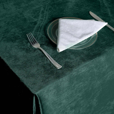 Premium Velvet Rectangle Tablecloth 90"x156" Hunter Emerald Green - Soft Textured Feel Reusable Seamless Table Cover