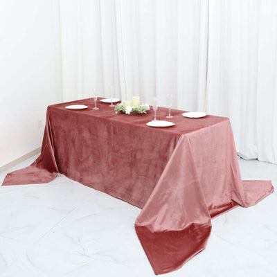 Premium Velvet Rectangle Tablecloth 90"x156" Dusty Rose - Soft Textured Feel Reusable Seamless Table Cover