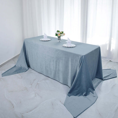 Premium Velvet Rectangle Tablecloth 90"x156" Dusty Blue - Soft Textured Feel Reusable Seamless Table Cover