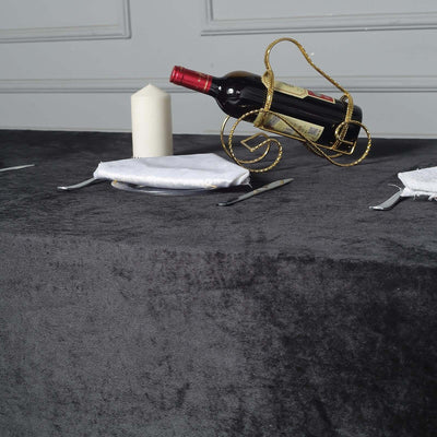 Premium Velvet Rectangle Tablecloth 90"x156" Black - Soft Textured Feel Reusable Seamless Table Cover