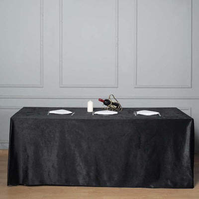 Premium Velvet Rectangle Tablecloth 90"x156" Black - Soft Textured Feel Reusable Seamless Table Cover