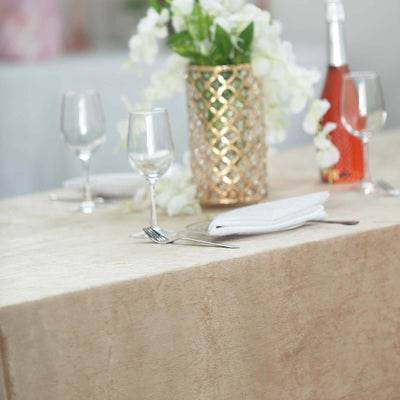 Premium Velvet Rectangle Tablecloth 90"x156" Champagne - Soft Textured Feel Reusable Seamless Table Cover
