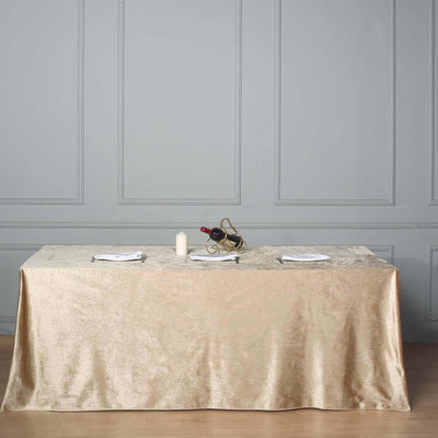 Premium Velvet Rectangle Tablecloth 90"x156" Champagne - Soft Textured Feel Reusable Seamless Table Cover