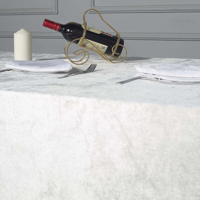 Premium Velvet Rectangle Tablecloth 90"x156" Ivory - Soft Textured Feel Reusable Seamless Table Cover