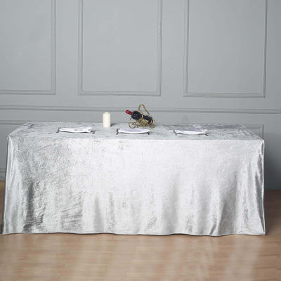 Premium Velvet Rectangle Tablecloth 90"x156" Silver - Soft Textured Feel Reusable Seamless Table Cover