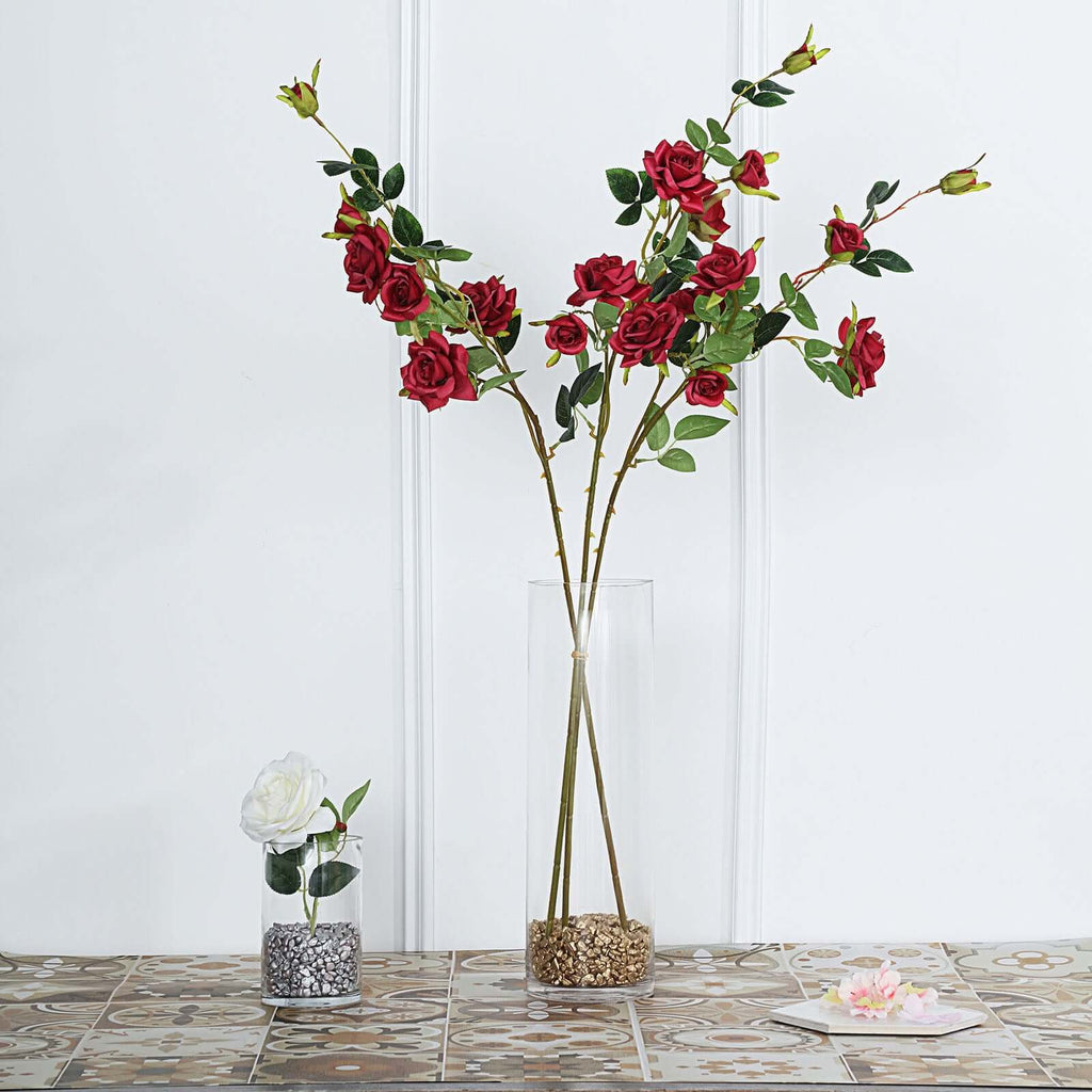 Burgundy Silk Rose Flower Bouquet Bushes