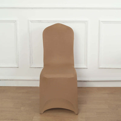 Spandex Stretch Fitted Banquet Chair Cover 160GSM Taupe - Durable Slip-On Slipcover