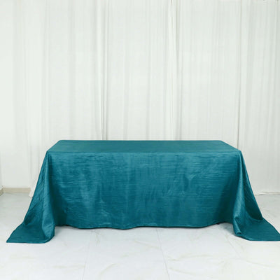 Taffeta Rectangle Tablecloth 90"x132" Teal with Accordion Crinkle Design - Seamless Finish