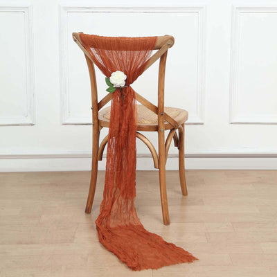 5 Pack Cheesecloth Gauze Chair Sashes 16"x88" Terracotta (Rust) - Boho Decorative Accent