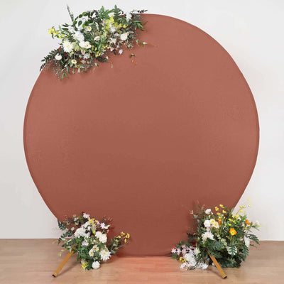 Terracotta (Rust) Round Spandex Fit Wedding Backdrop Stand Cover 7.5ft