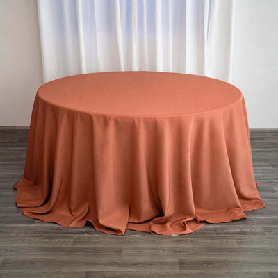 Polyester Round Tablecloth 132" Terracotta (Rust) - Seamless Finish Table Cover