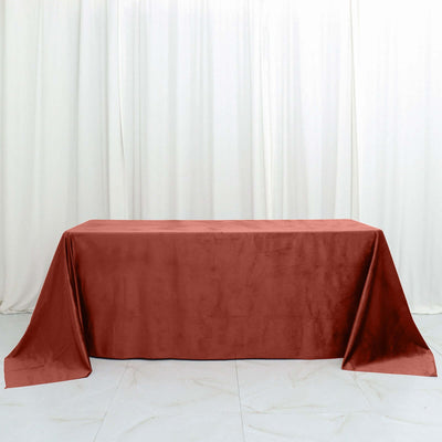 Premium Velvet Rectangle Tablecloth 90"x132" Terracotta (Rust) - Soft Textured Feel Reusable Seamless Table Cover