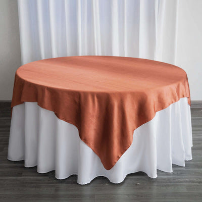 Satin Table Overlay 72"x72" Terracotta (Rust) - Wrinkle Resistant & Smooth Table Topper