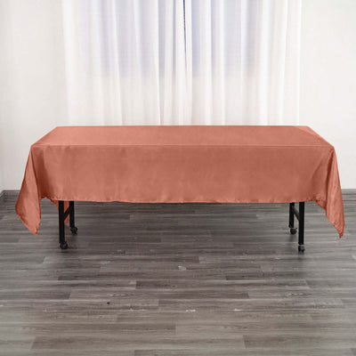Satin Rectangular Tablecloth 60"x102" Terracotta (Rust) - Wrinkle-Resistant & Durable Table Cover