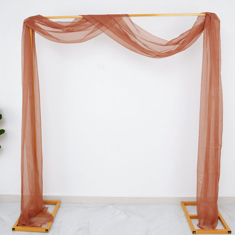 Terracotta (Rust) Sheer Organza Wedding Arch Draping Fabric, Long Curtain Backdrop Window Scarf 18ft
