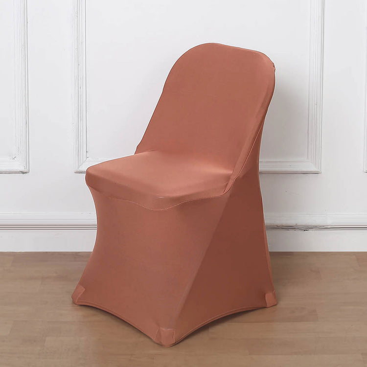 Terracotta (Rust) Spandex Stretch Fitted Folding Slip On Chair Cover 160 GSM
