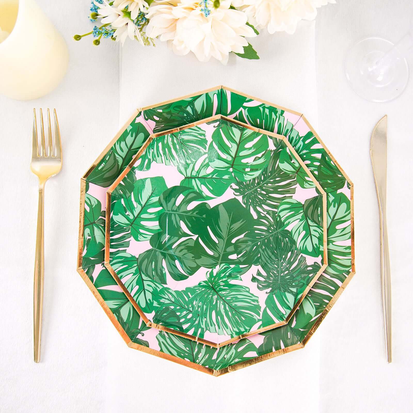 Leaf Decagon Dessert Paper Plates, Appetizer Plates