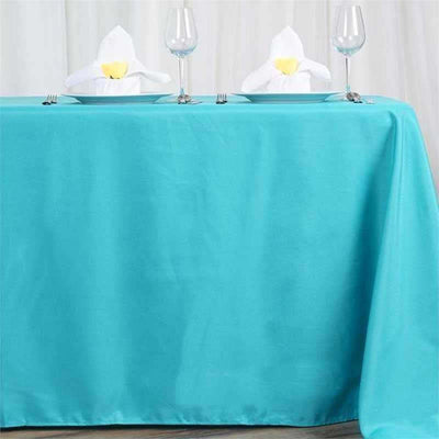 Polyester Rectangle Tablecloth 72"x120" Turquoise with Wrinkle-Resistant Finish - Reusable Table Cover