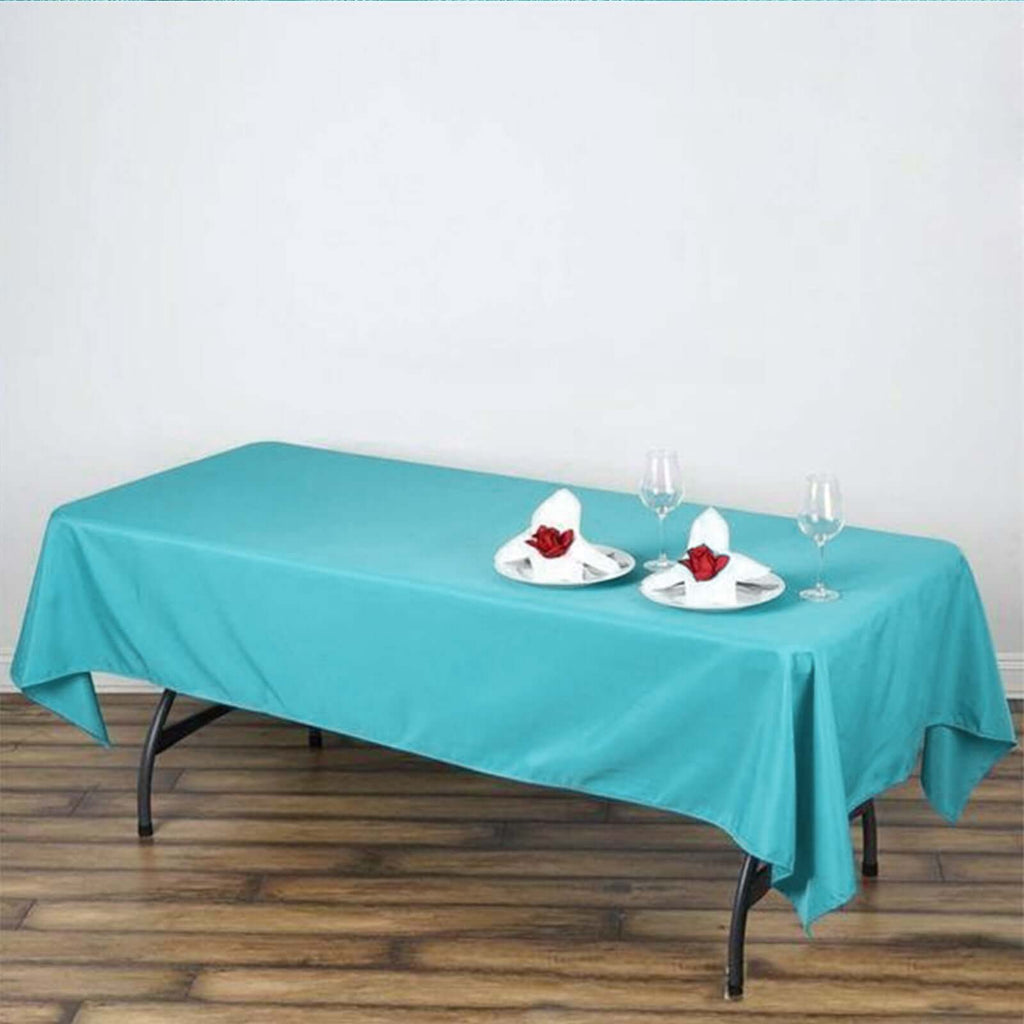 60x102 In Turquoise Polyester Rectangular Tablecloth | eFavormart.com