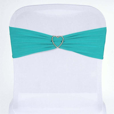 5 Pack Stretch Spandex Chair Sashes 5"x12" Turquoise - Two Ply Heavy Duty Fitted Chair Bands
