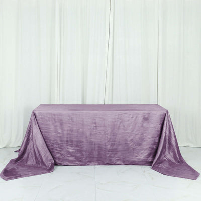 Taffeta Rectangle Tablecloth 90"x132" Violet Amethyst with Accordion Crinkle Design - Seamless Finish
