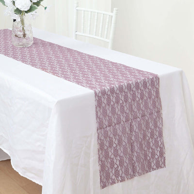 Floral Lace Table Runner 12"x108" Violet Amethyst - Delicate and Ornate Table Decor