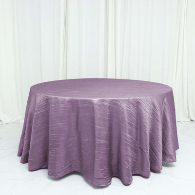 Taffeta Round Tablecloth 120" Violet Amethyst with Accordion Crinkle Design - Seamless Finish