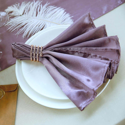 5 Pack Satin Napkins 20"x20" Violet Amethyst - Soft Reusable Cloth Napkins