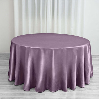 Satin Round Tablecloth 120" Violet Amethyst - Seamless Table Cover