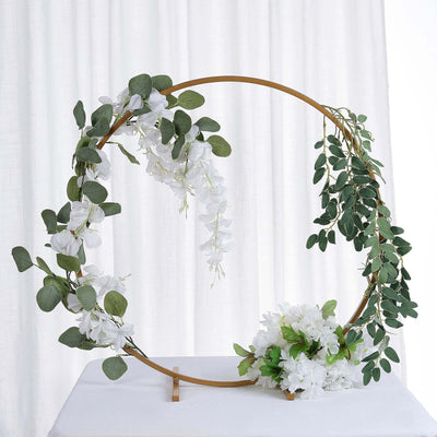 Metal Round Arch Wedding Centerpiece Gold 24" - Hoop Wreath Tabletop Decor for Events