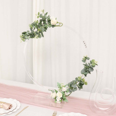 Acrylic Table Wedding Arch Hoop Stand Centerpiece Round 26" Clear - Wreath Tabletop Decor for Events