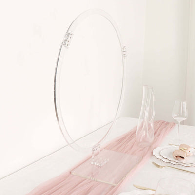 Acrylic Table Wedding Arch Hoop Stand Centerpiece Round 26" Clear - Wreath Tabletop Decor for Events