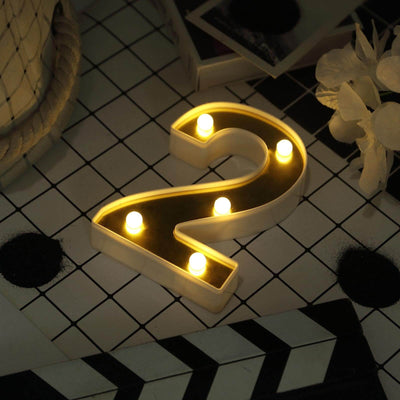 3D Marquee Number "2" Gold with Warm White 5 LED Lights 6" - Light-Up Decor for Weddings