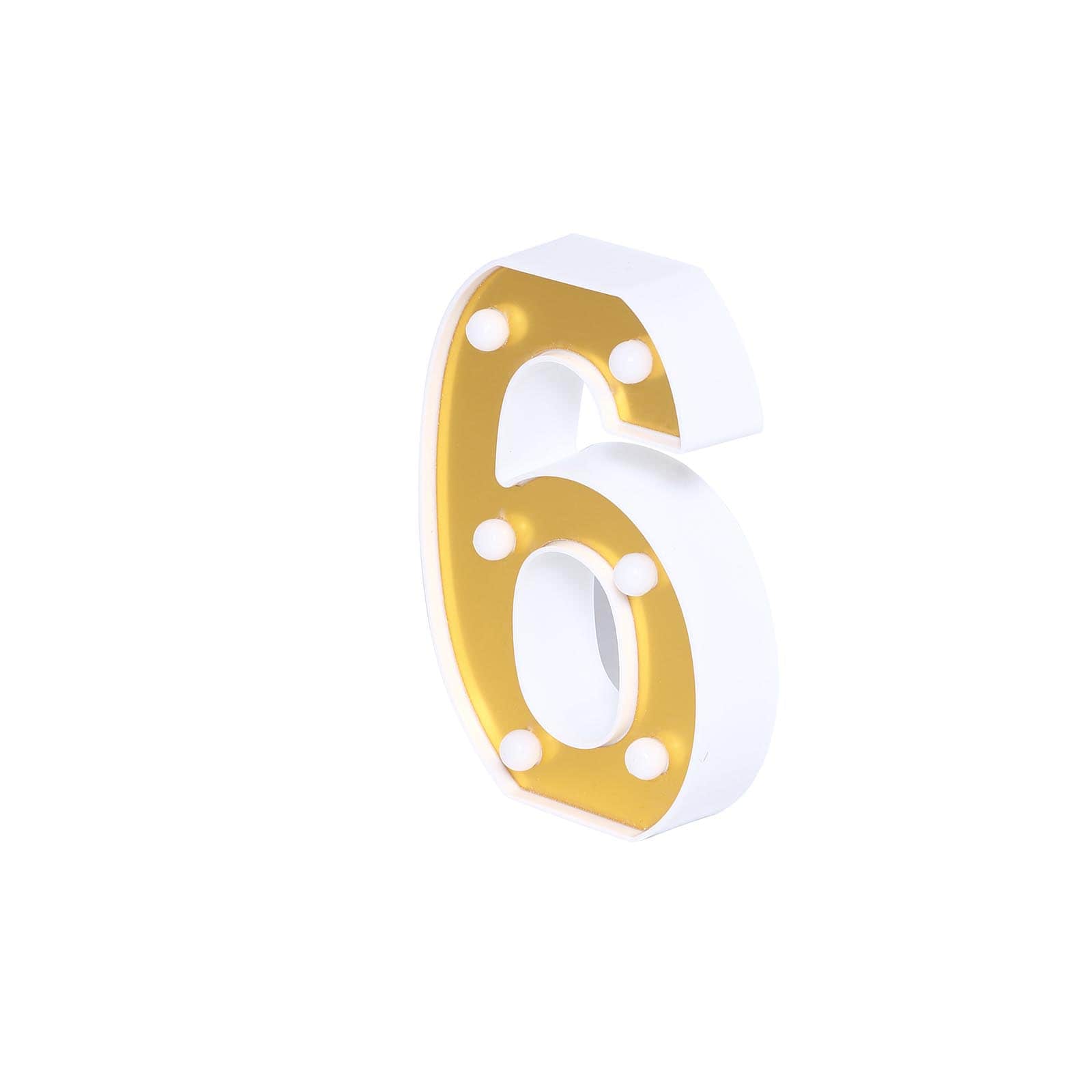 Gold 3D Marquee LED Light Up Numbers 6 | EFavormart.com