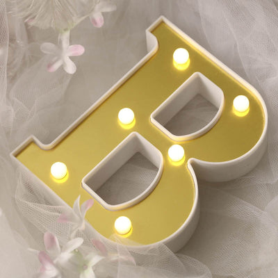 3D Marquee Letter "B" Gold with Warm White 6 LED Lights 6" - Light-Up Accent for Displays
