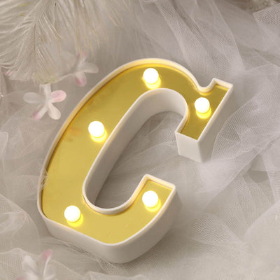 3D Marquee Letter "C" Gold with Warm White 5 LED Lights 6" - Light-Up Accent for Displays