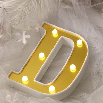 3D Marquee Letter "D" Gold with Warm White 6 LED Lights 6" - Light-Up Accent for Displays