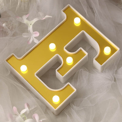 3D Marquee Letter "E" Gold with Warm White 6 LED Lights 6" - Light-Up Accent for Displays