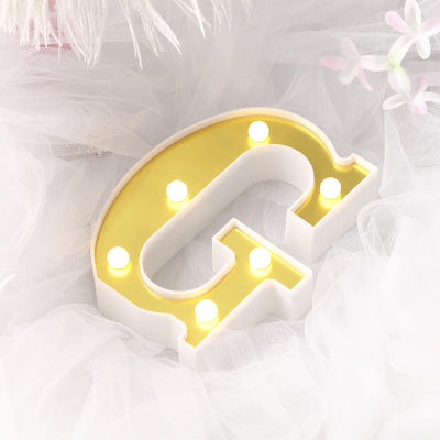 3D Marquee Letter "G" Gold with Warm White 6 LED Lights 6" - Light-Up Accent for Displays